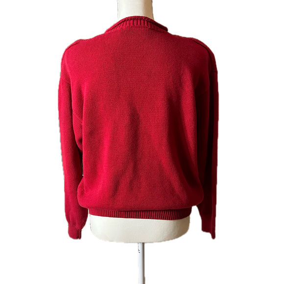 Lizsport Vintage 90s Red Argyle Sweater Old Money Prep Christmas Medium - Picture 6 of 6